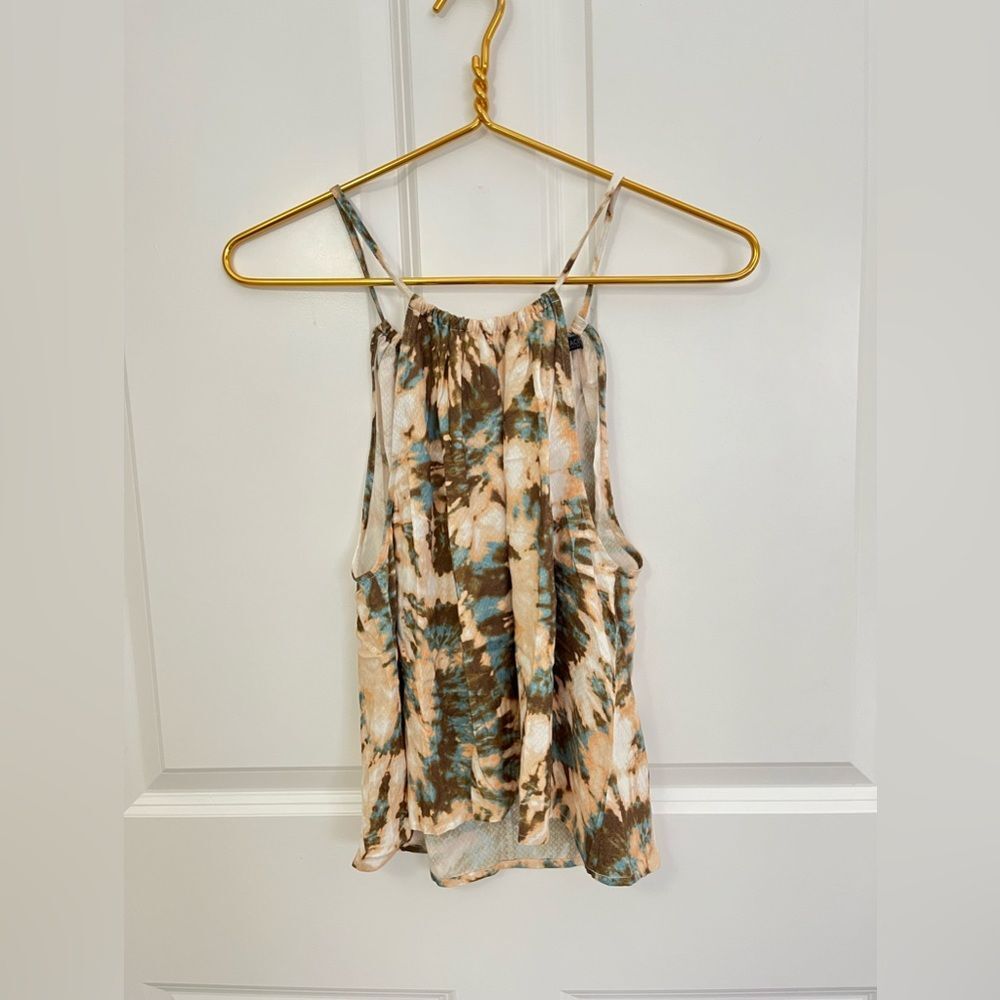 revolve bobi black tie dye brown blue keyhole strap tank top